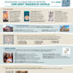 Locandina degli Itinerari Ignaziani 2026-2027: Invocare la pace dello Spirito con sant’Ignazio di Loyola